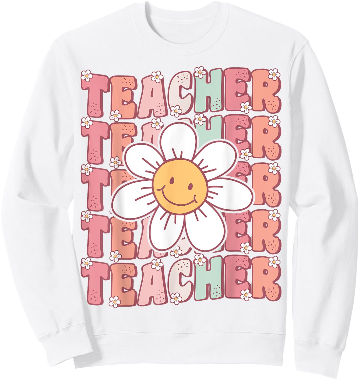 Groovy Teacher Cute 70s Daisy Flower Retro Back to School Sweatshirt - Sweatshirt | White