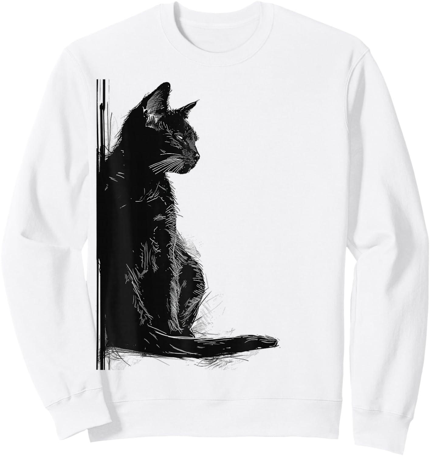 Katze Abstrakte Zeichnung Kunst Tier Illustration Grafik Katze Sweatshirt - Sweatshirt | White