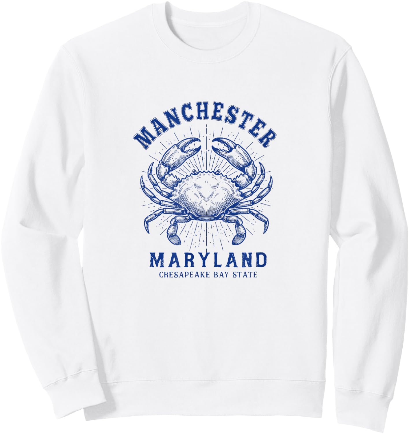 Maryland Blue Crab Coastal Manchester MD Design Sweatshirt - Sweatshirt | White