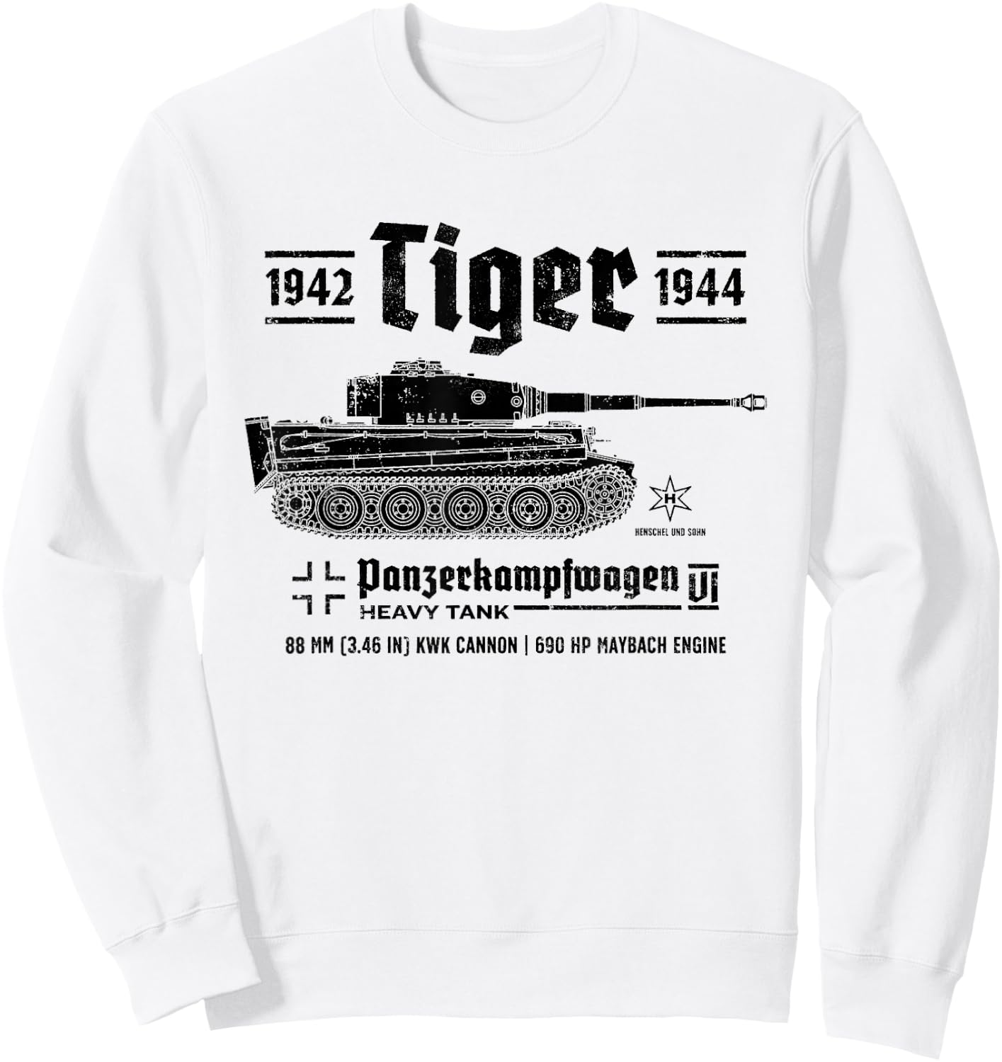 Tiger Panzer PzKpfw VI Second World War Vintage Sweatshirt - Sweatshirt | White