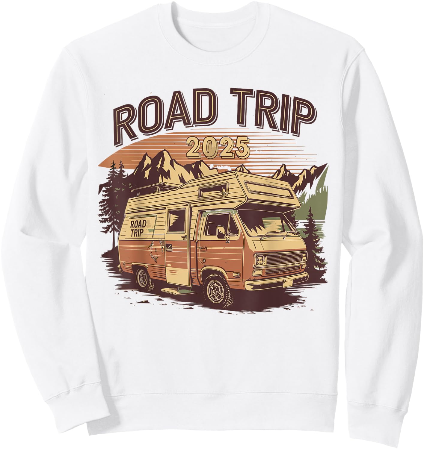 Gift Road Trip 2025 In Camper or Van Retro Vintage Family , white, S Sweatshirt - Sweatshirt | White