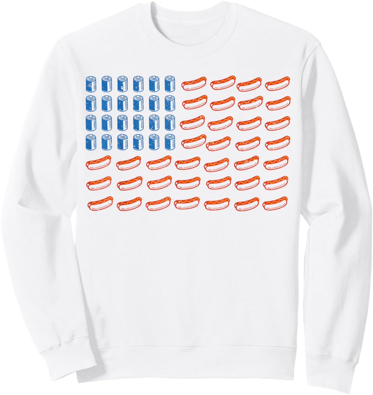 Hot Dog American Flag Patriotic Funny 4th of July BBQ Sweatshirt - Sweatshirt | White