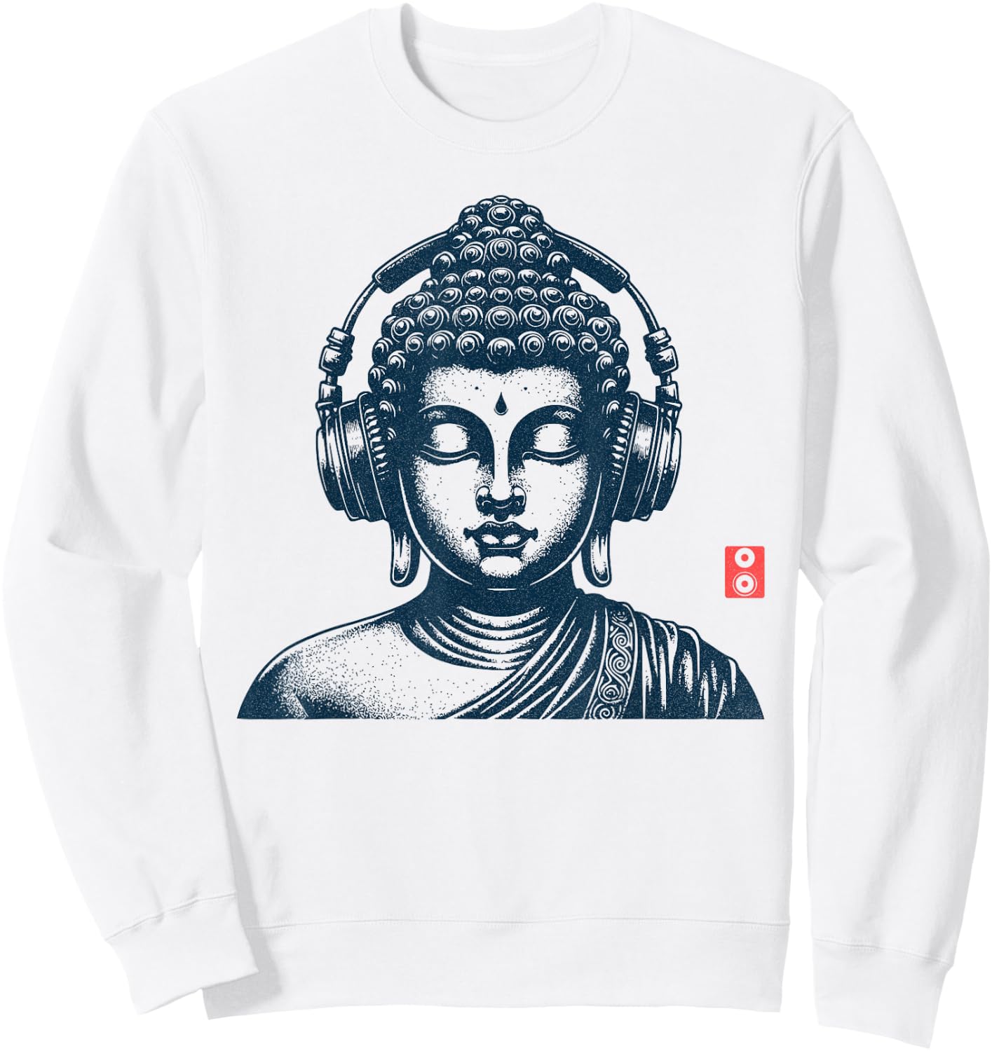 Vintage Retro Buddha with Headphones Sweatshirt - Sweatshirt | White