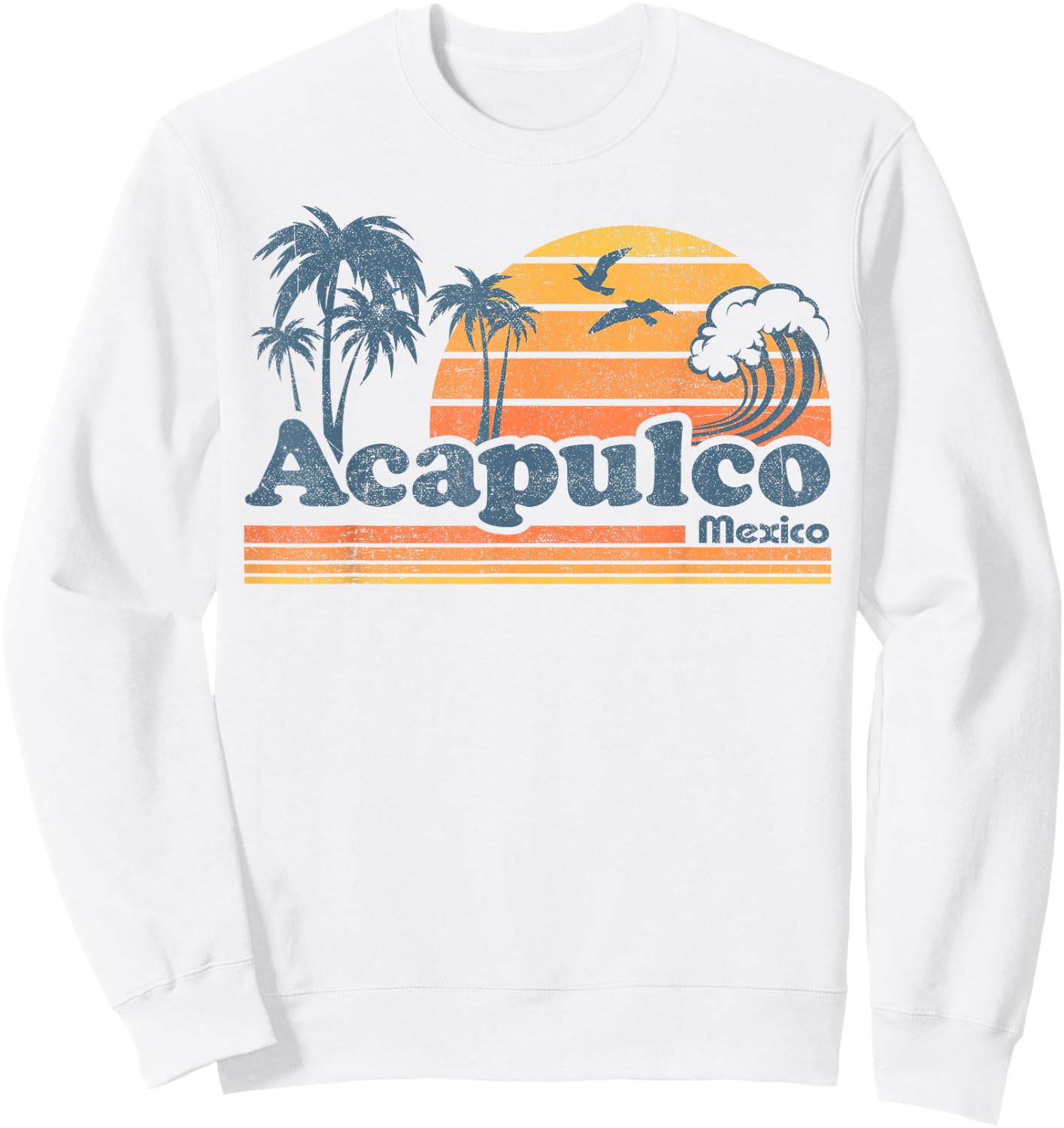 Acapulco Mexico Beach Summer Vacation Sun Vintage 70's Retro Sweatshirt - Sweatshirt | White