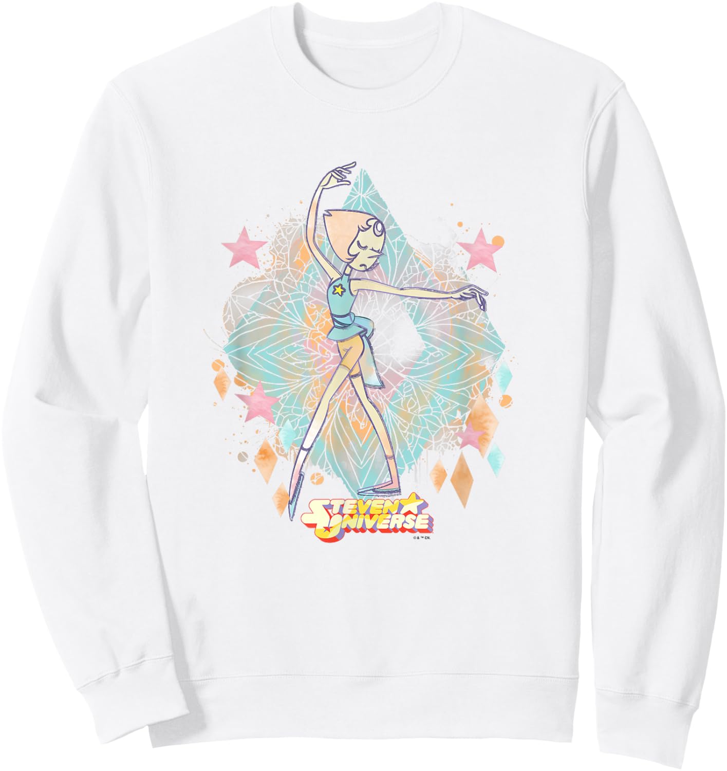 Steven Universe Pearl Sketch Watercolor Faded Sweatshirt - Sweatshirt | White