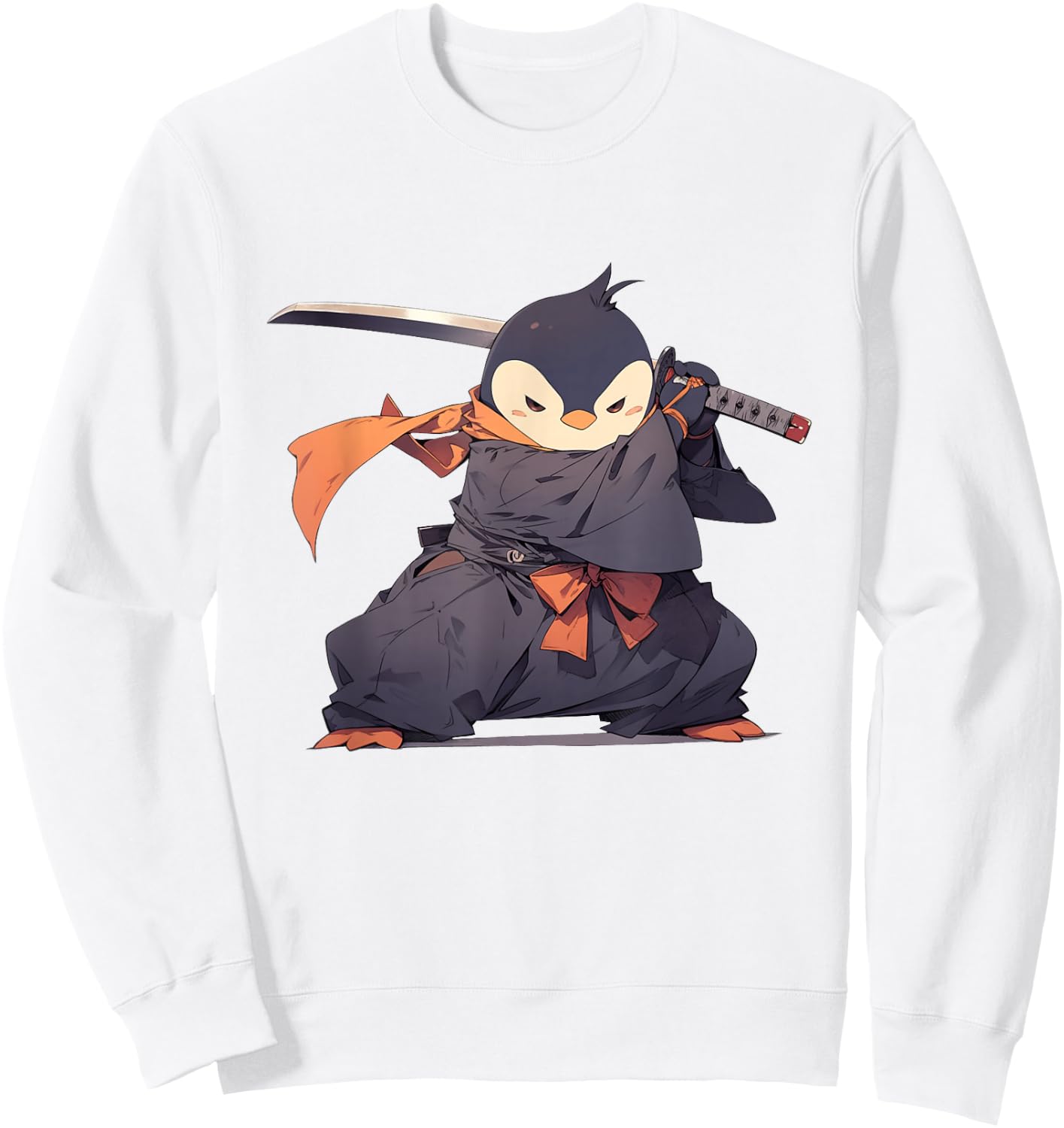 Penguin Ninja - Penguin Japanese Sweatshirt - Sweatshirt | White
