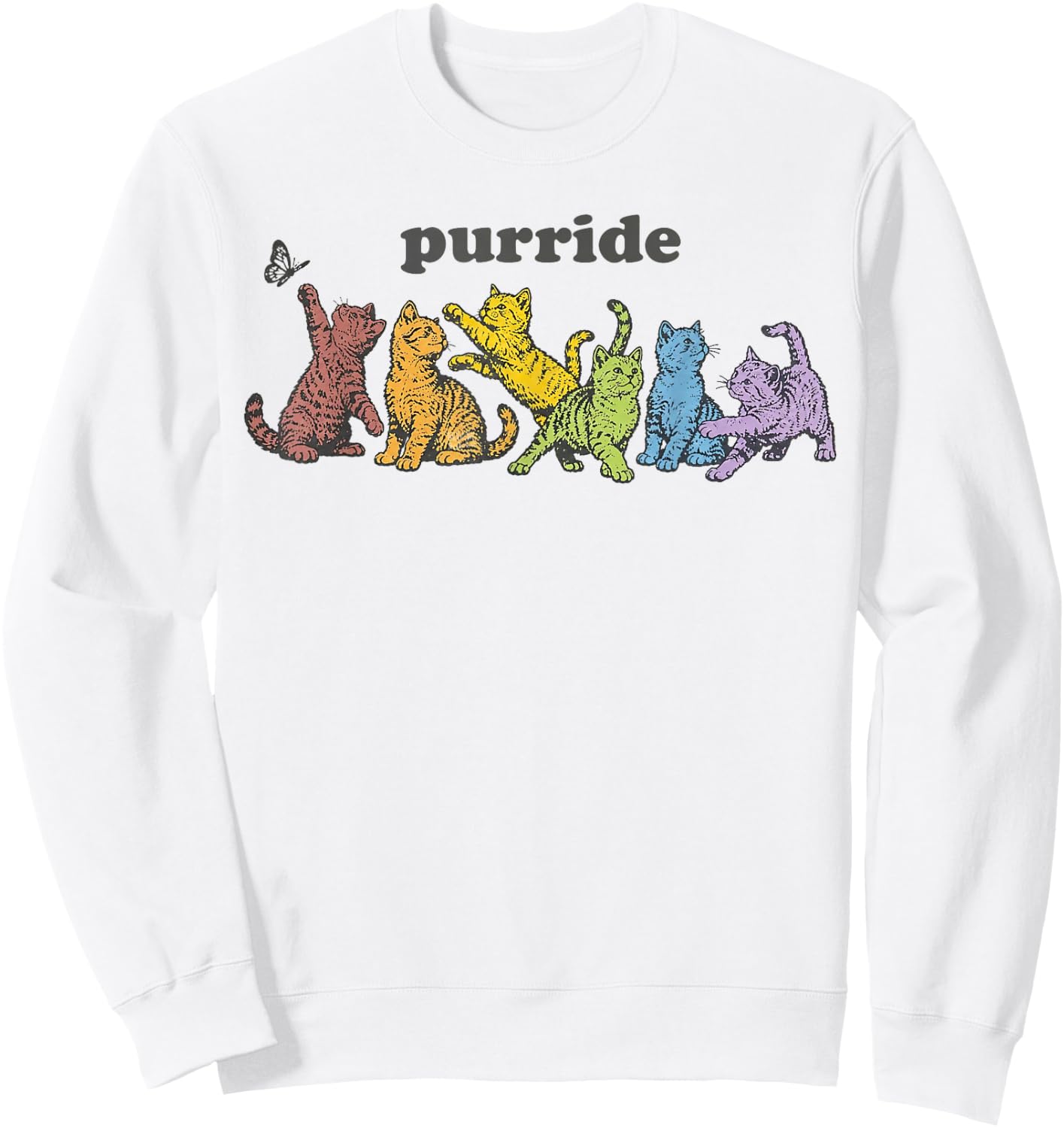 Purride Cats LGBTQ Rainbow Pride Month Pet Lover Sweatshirt - Sweatshirt | White