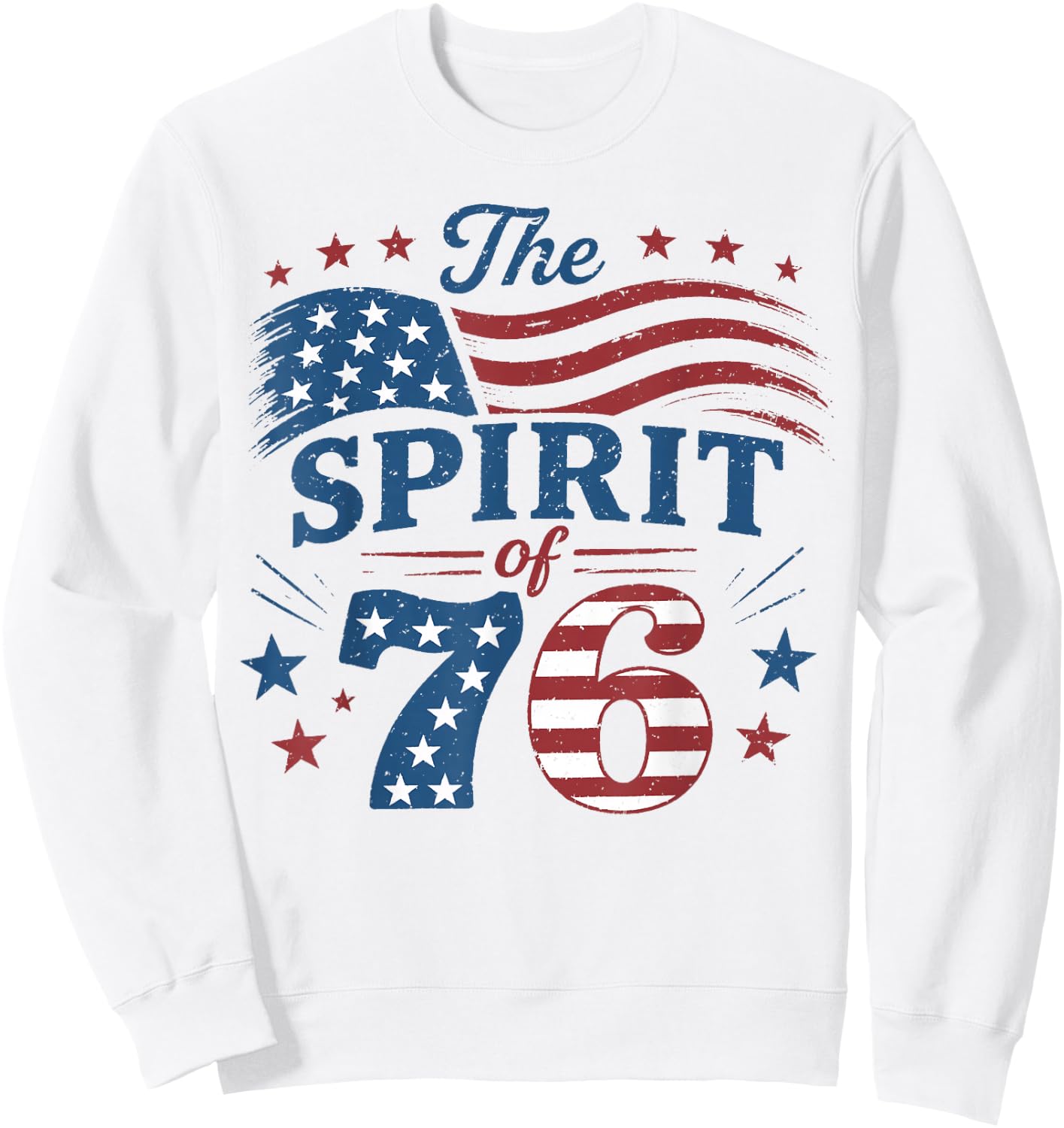 Spirit of 76 Vintage 4th of July 250th Anniversary Patriotic Sweatshirt - Sweatshirt | White