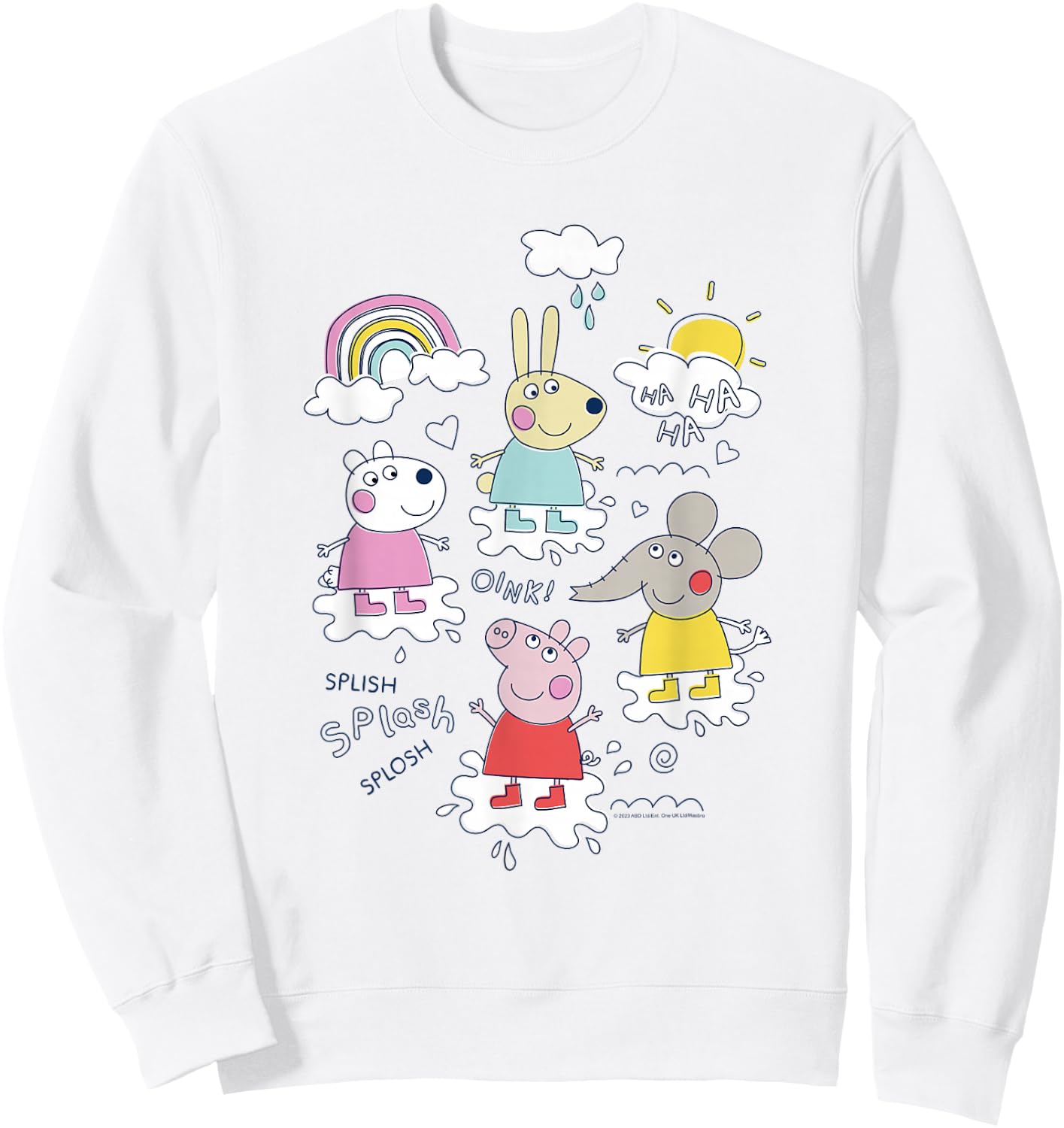 Peppa Pig Splish Splash Splosh Friends Playing In Puddles Sweatshirt - Sweatshirt | White