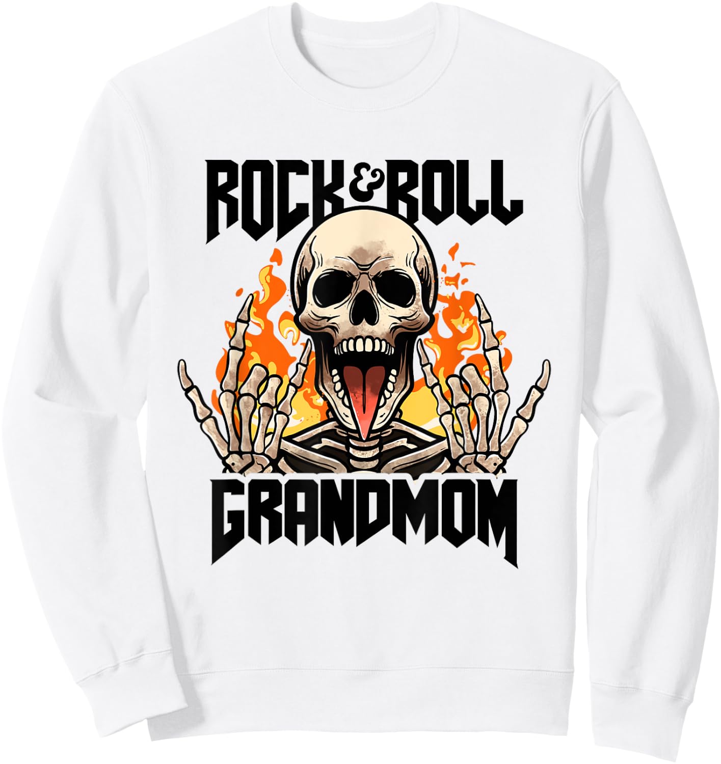 Rock And Roll Grandmom Vintage Retro Rock & Roll Rock Concert Sweatshirt - Sweatshirt | White