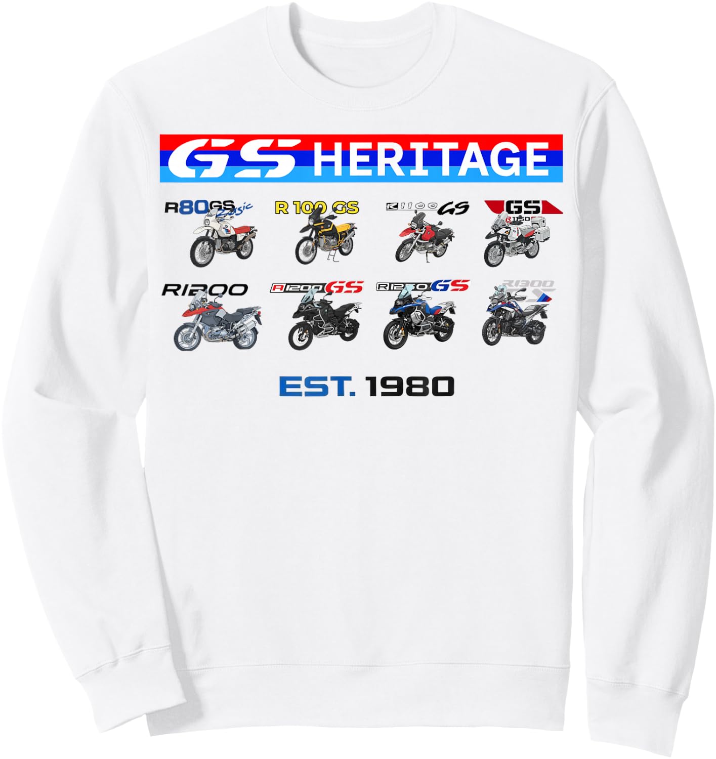 R80, R100, R1100, R1150, R1250, R1300 GS Motorcycle Heritage Sweatshirt - Sweatshirt | White