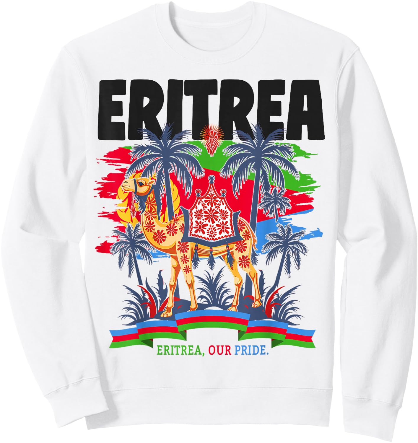 Eritrean Flag Outfit Ideas for Children & Camel Eritrean Flag Sweatshirt - Sweatshirt | White
