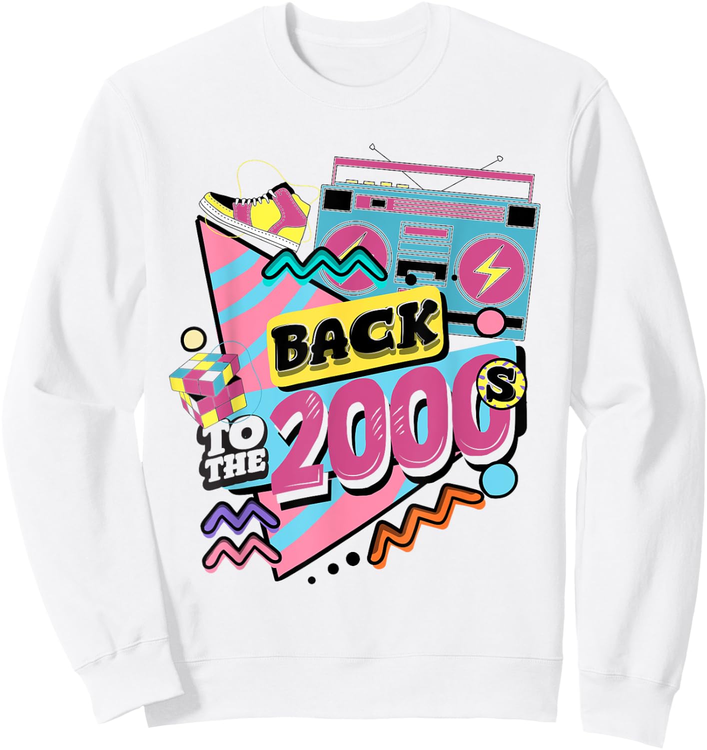 Back to the 2000s Vintage Two Thousand Retro 00s , White Sweatshirt - Sweatshirt | White