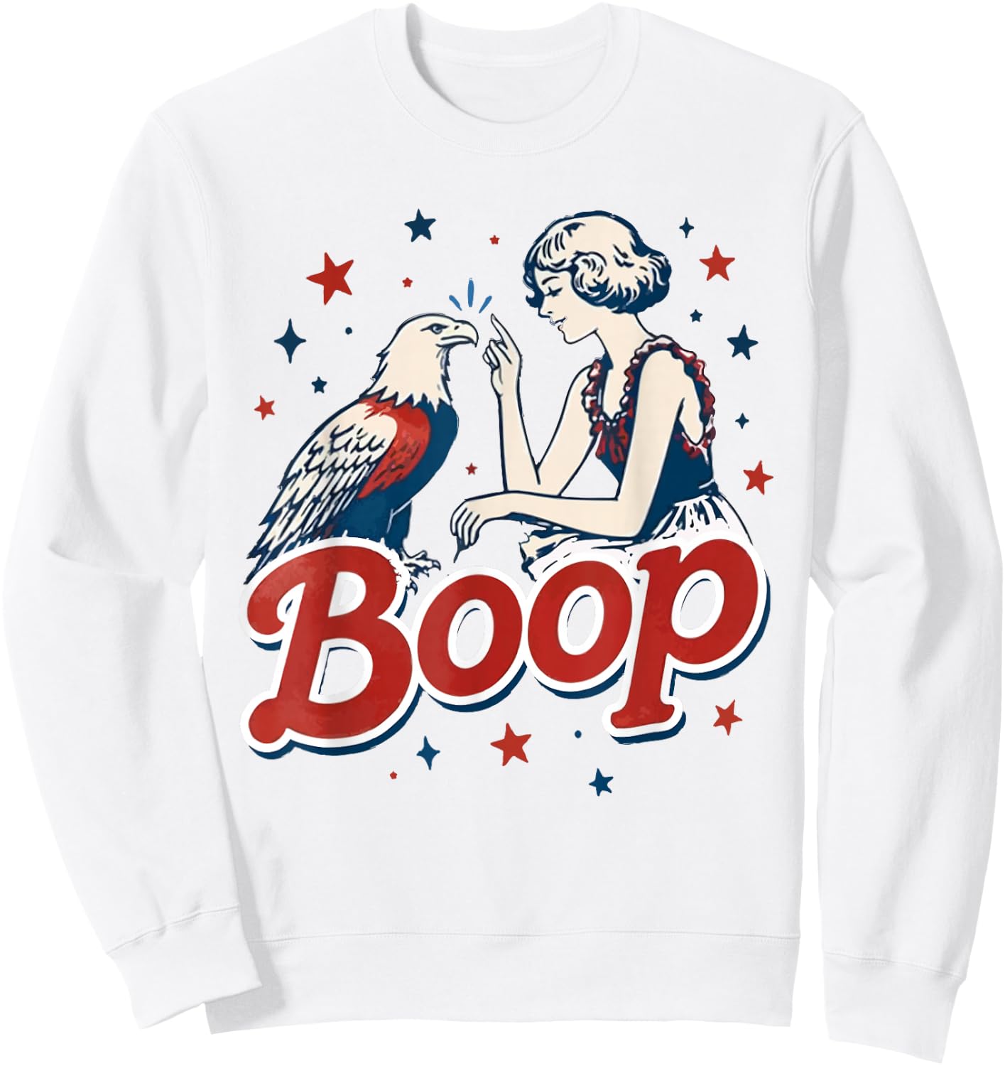 Vintage Cute 4th of July Funny Boop Eagle Patriotic Merica Sweatshirt - Sweatshirt | White