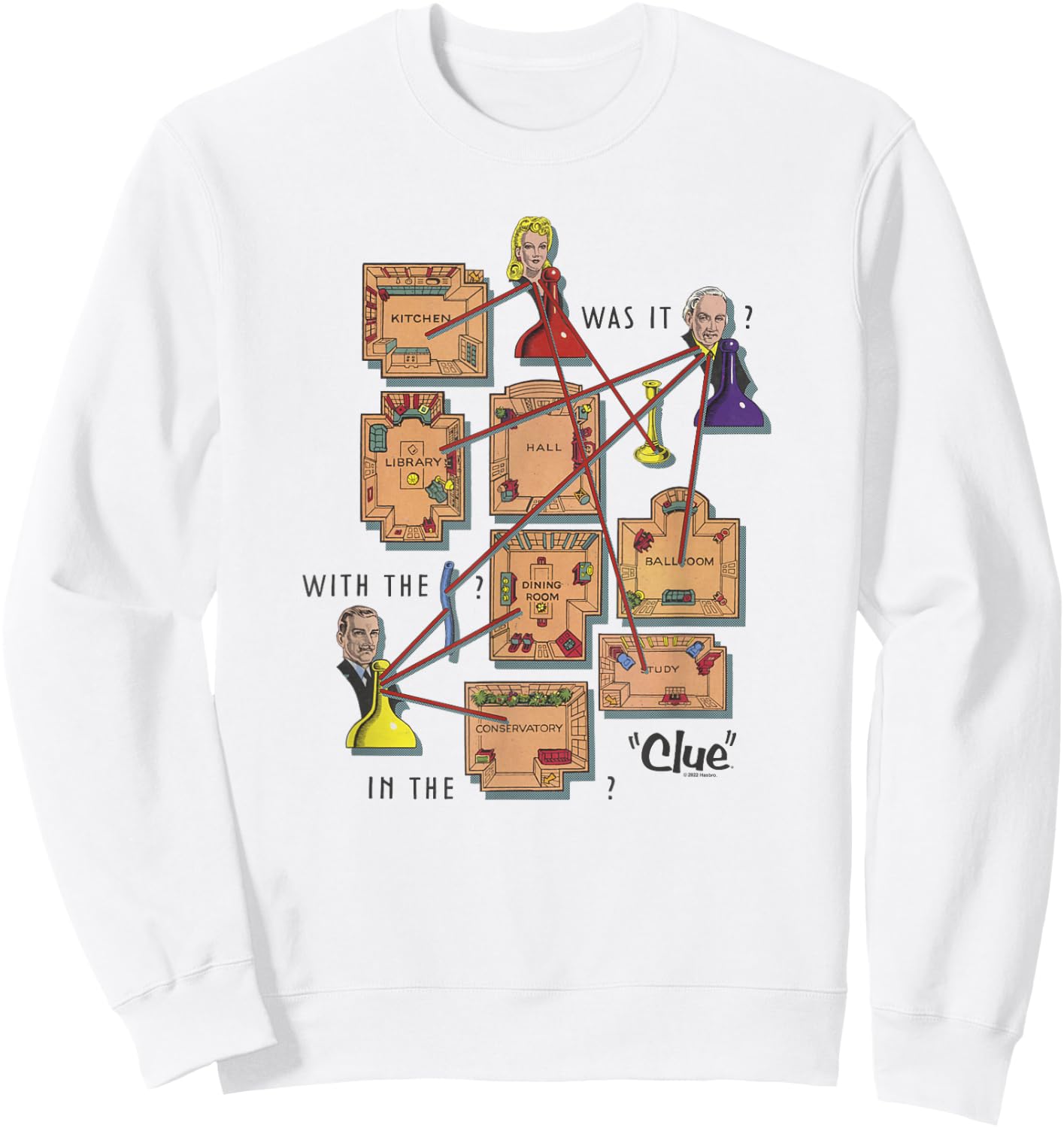 Clue Mystery Gameboard Poster Sweatshirt - Sweatshirt | White