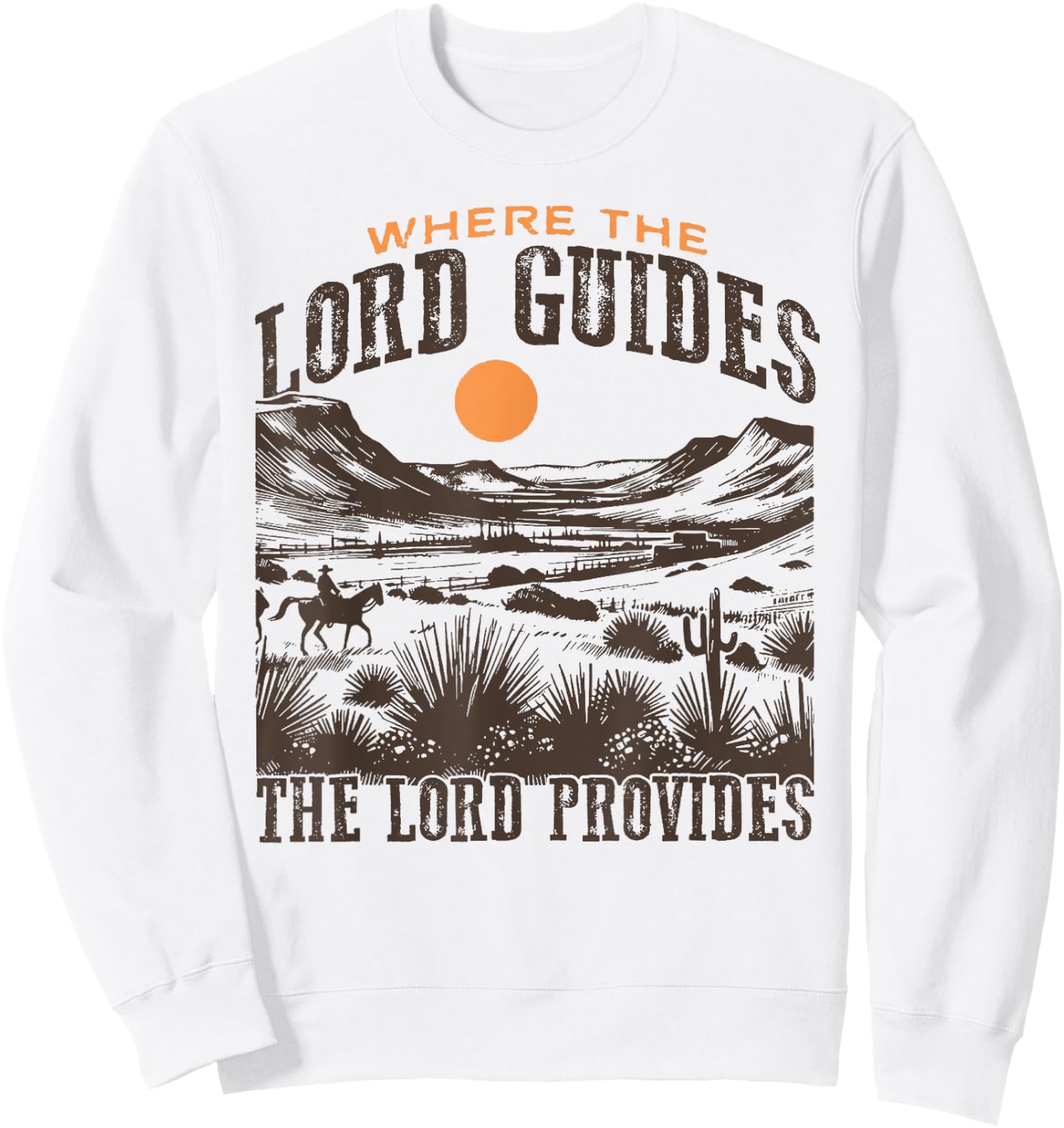 Where the The Lord Guides The Lord Provides Christian Retro Sweatshirt - Sweatshirt | White
