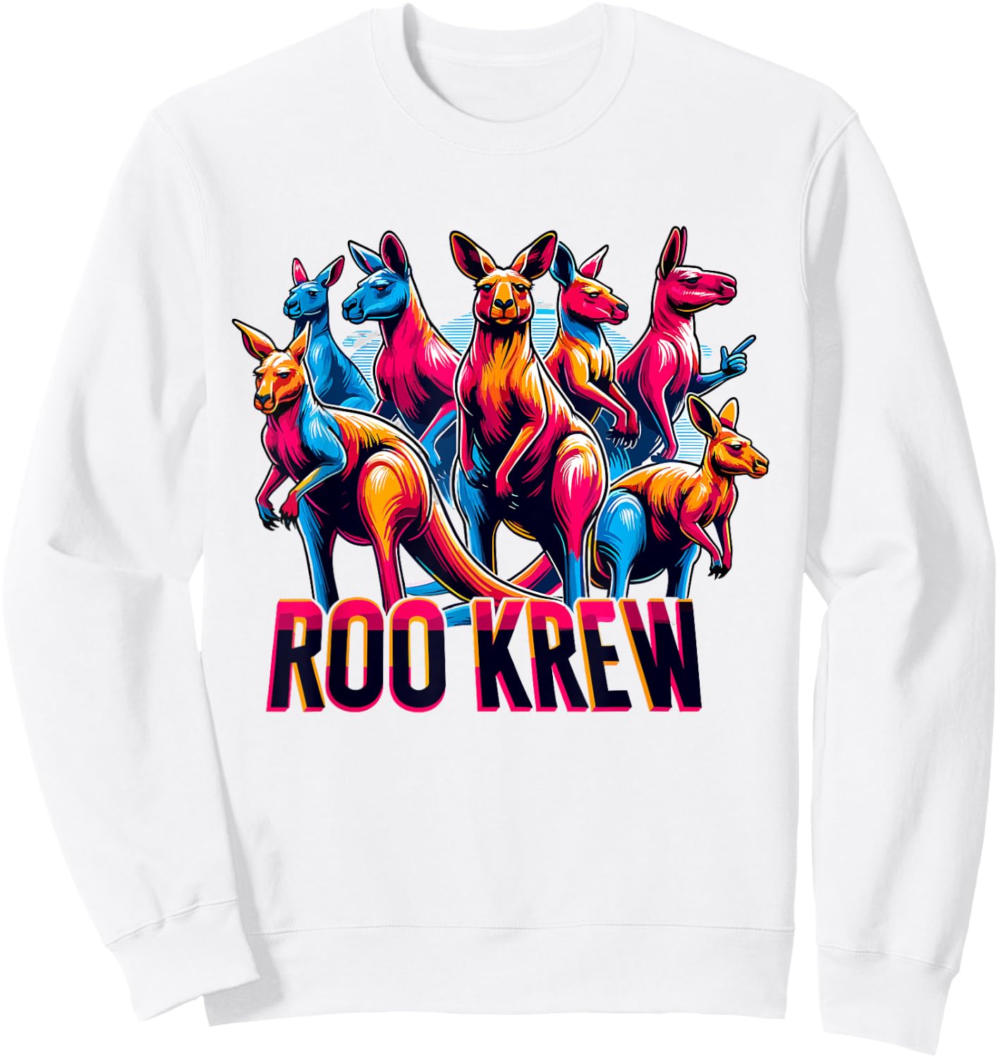 Roo Krew Funny Aussie Outback Kangaroo Humor Sweatshirt - Sweatshirt | White