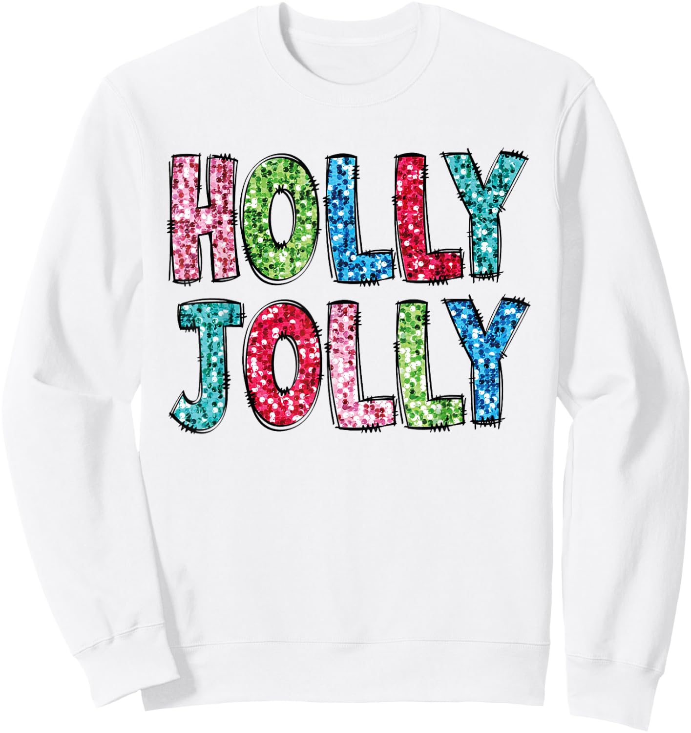 Holly Xmas Jolly Vibes Groovy Retro Hippie Christmas Pajamas Sweatshirt - Sweatshirt | White