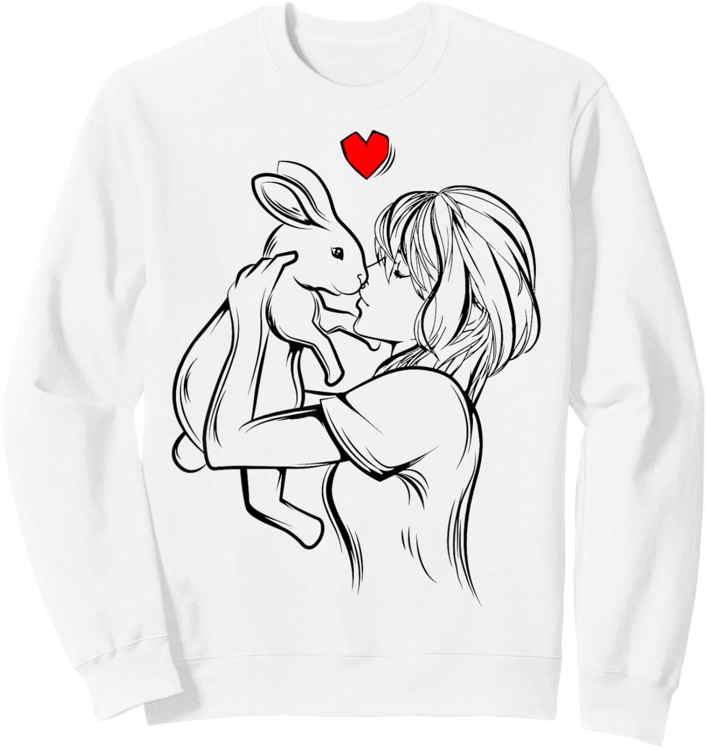 Rabbit Woman Girl , white, S Sweatshirt - Sweatshirt | White