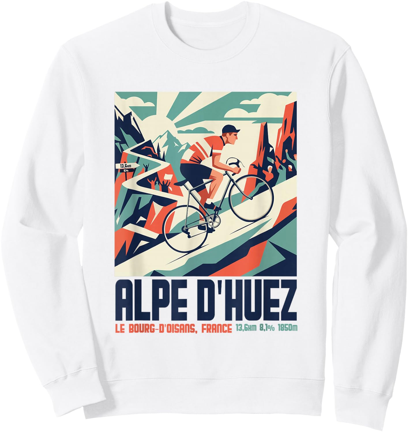 Alpe d'Huez Französische Alpen Frankreich Rennrad Sweatshirt - Sweatshirt | White