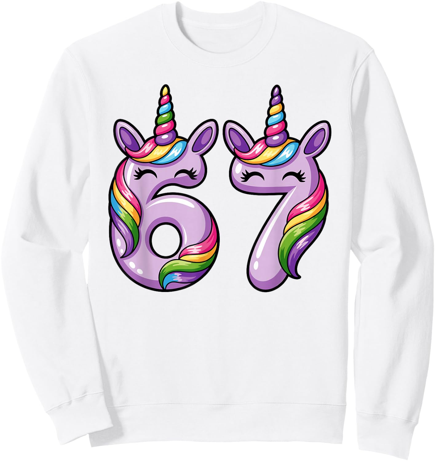 67 Six Seven 6 7 Meme Licorns Funny Boy Girl Kids Sweatshirt - Sweatshirt | White
