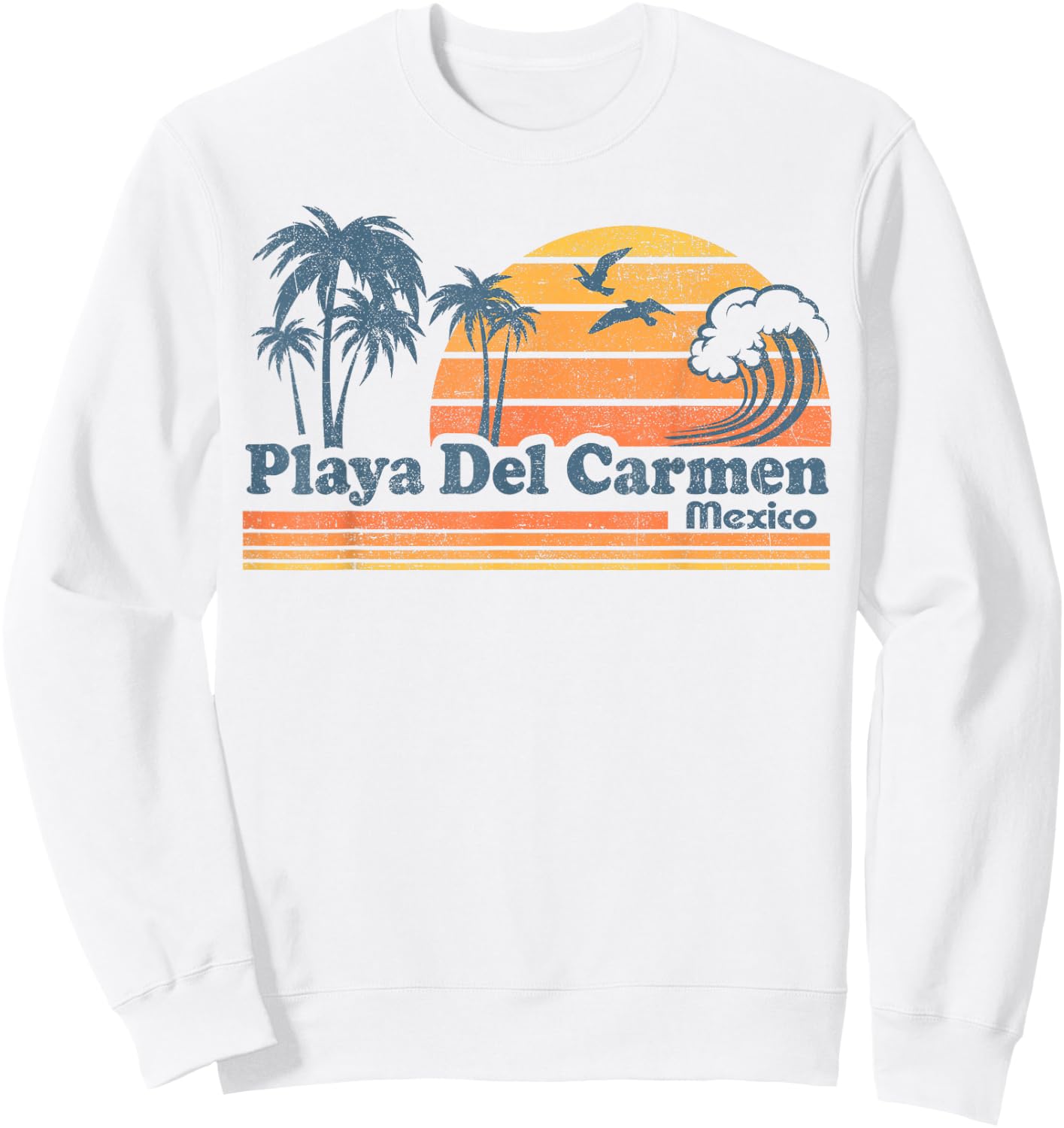 Playa Del Carmen Mexico Beach Summer Vacation Vintage Retro Sweatshirt - Sweatshirt | White