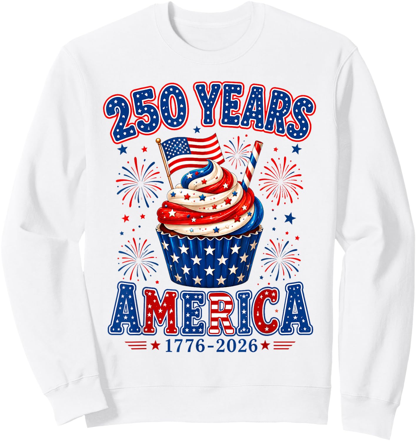 250 Years America Ice Cream Patriotic 250th Anniversary USA Sweatshirt - Sweatshirt | White