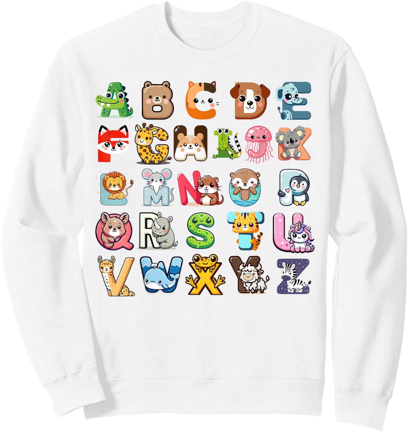 Zoo ABC Letters for Boys and Girls , White Sweatshirt - Sweatshirt | White