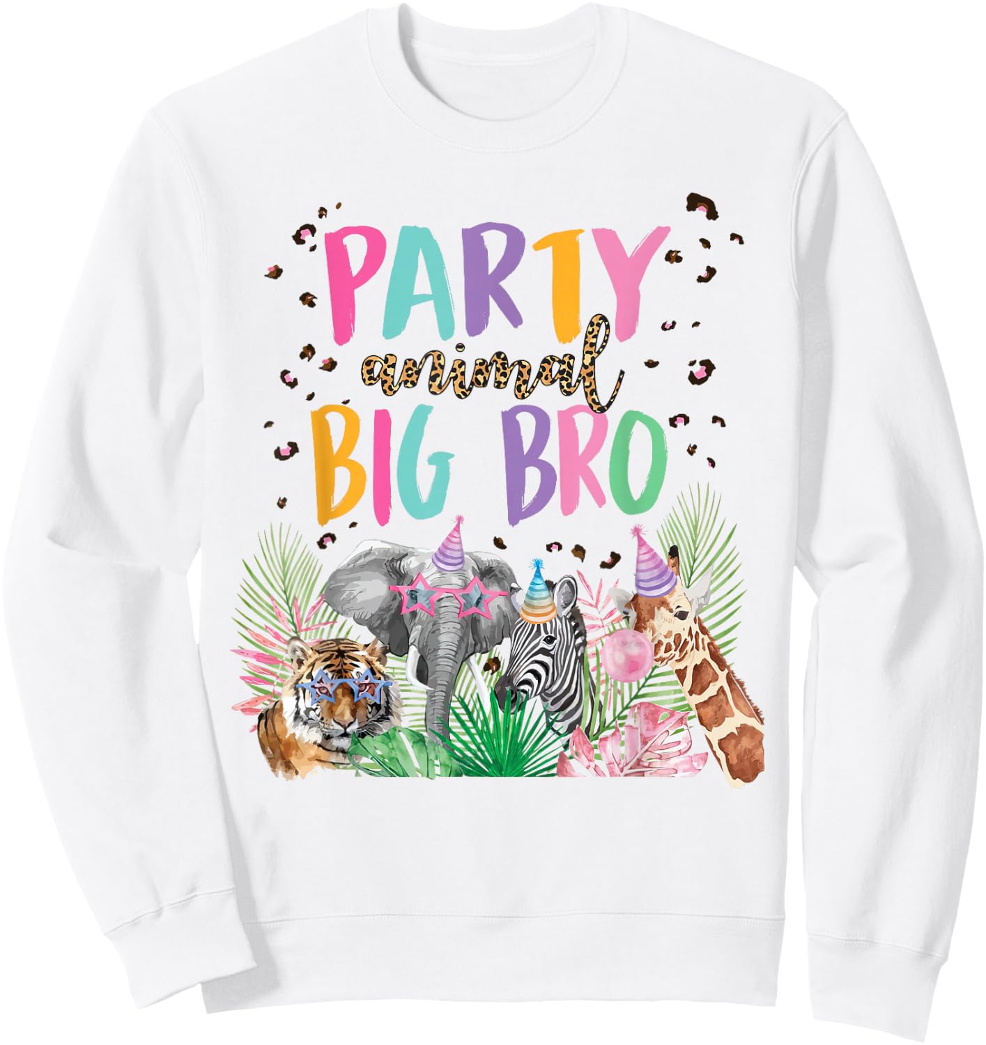 Big Bro Of The Birthday Boy Girl Zoo Theme Animal Party Sweatshirt - Sweatshirt | White