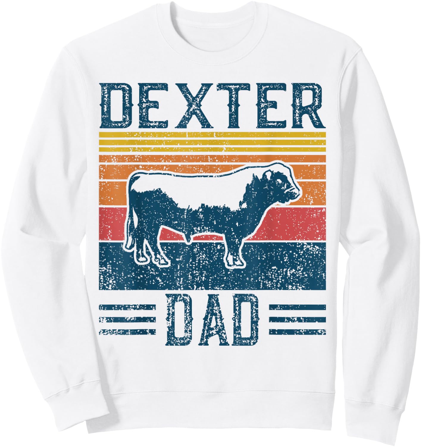 Best Cow Dad Men - Vintage Cattle Dexter Sweatshirt - Sweatshirt | White