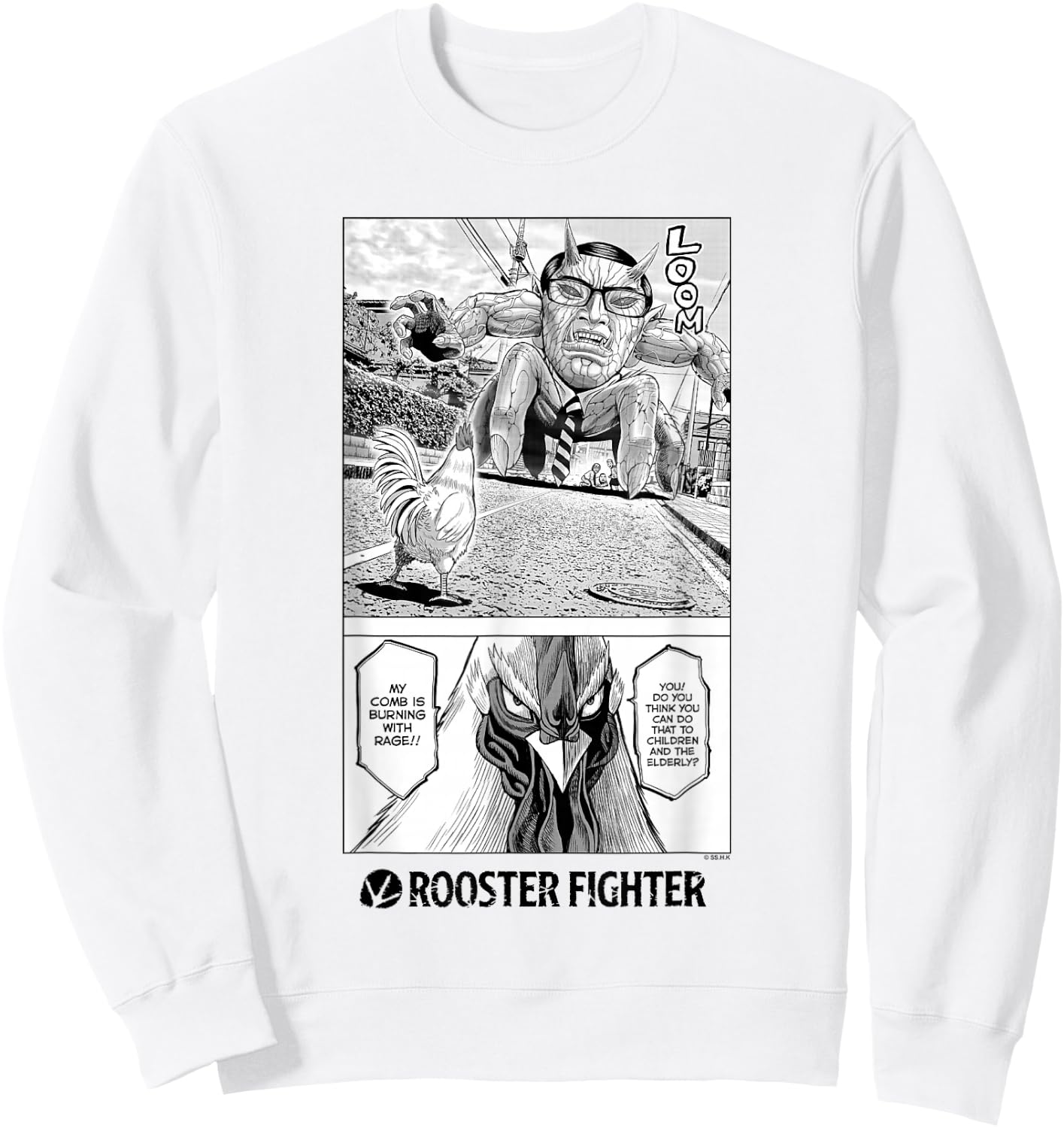Rooster Fighter Keiji Street Fight Burning With Rage Sweatshirt - Sweatshirt | White