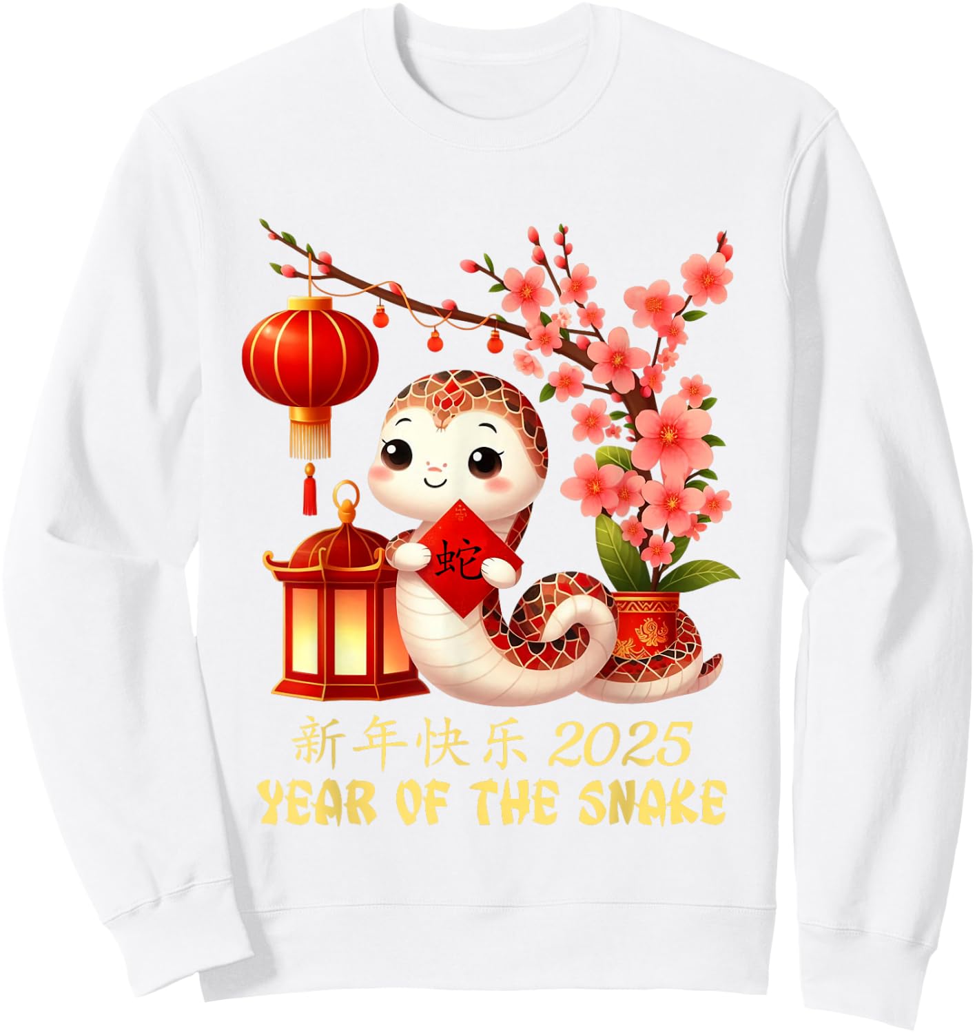 Year of the Snake 2025 Lunar Chinese New Year Red Sweatshirt - Sweatshirt | White
