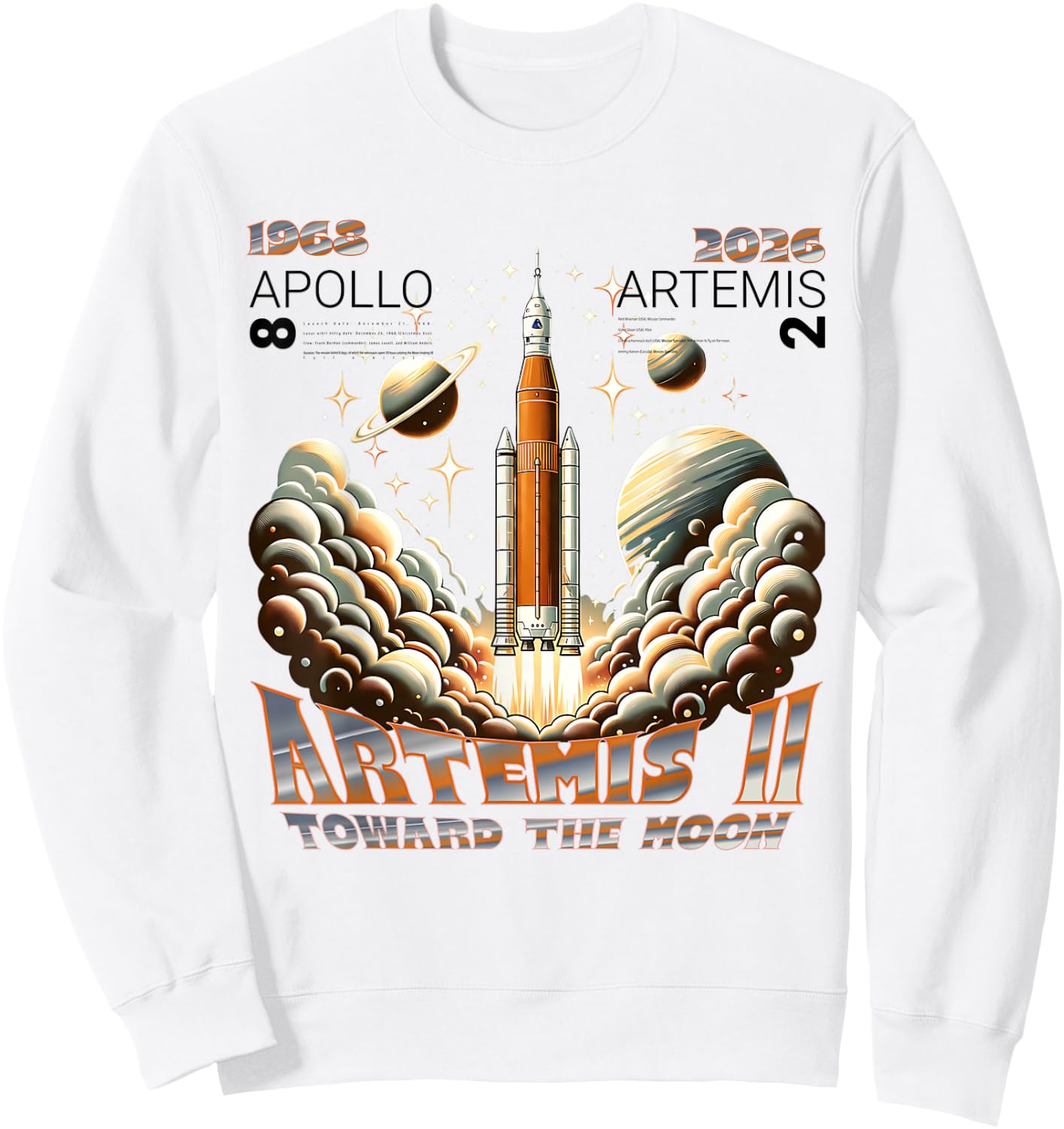 Artemis II Mondmission 2026 - Apollo 8 Legacy Vergleich Sweatshirt - Sweatshirt | White