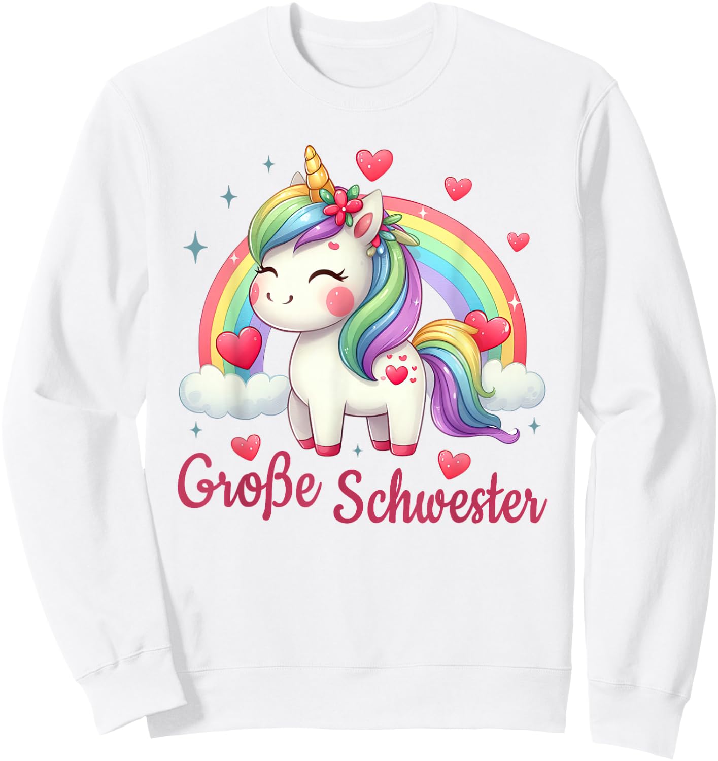 Big Sister Gifts Siblings Girls Birth Unicorn , White Sweatshirt - Sweatshirt | White