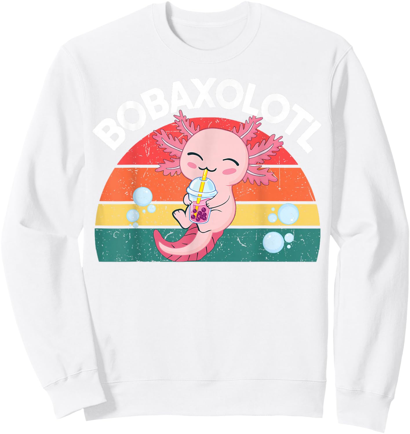 Kawaii Axolotl-Shirt Boba Tea Clothes Anime Teens Girls Kids Sweatshirt - Sweatshirt | White