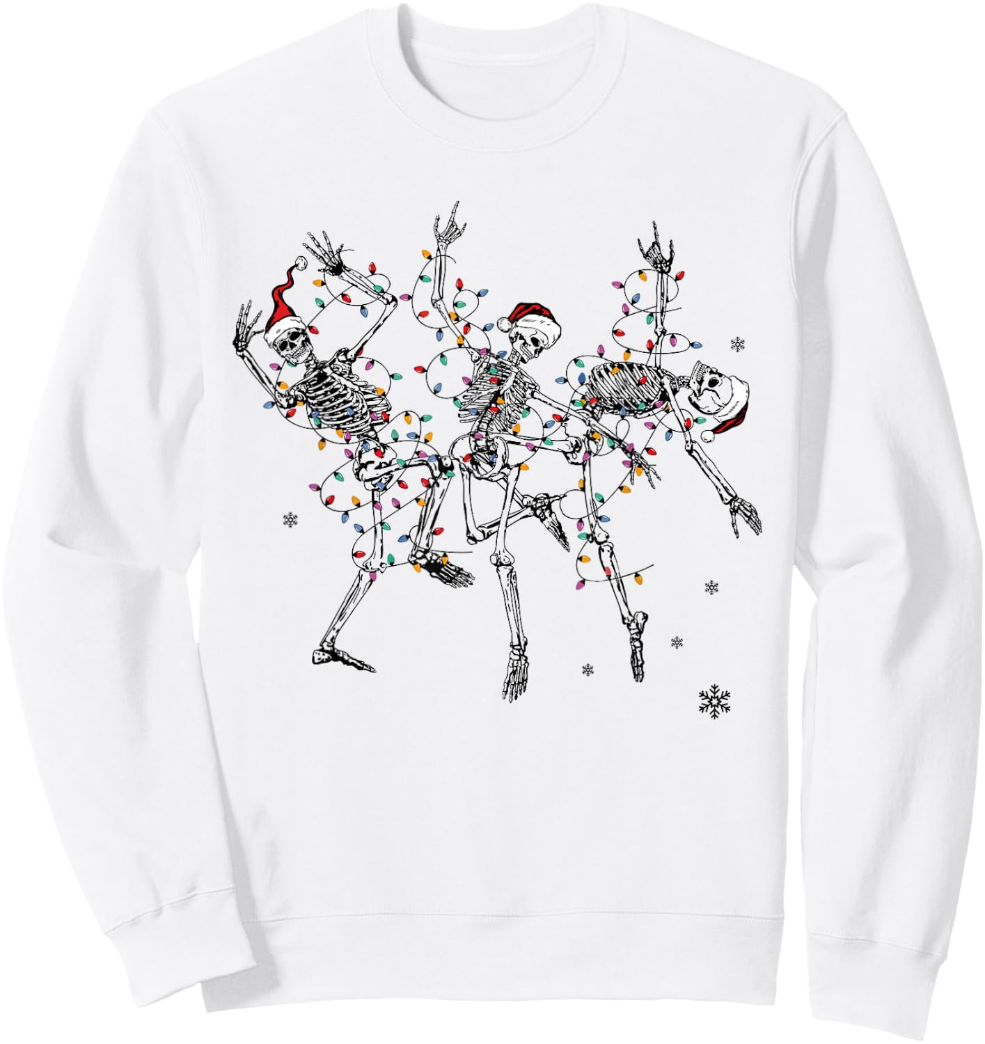 Dancing Skeleton Christmas Merry and Bright Dead Inside Xmas Sweatshirt - Sweatshirt | White