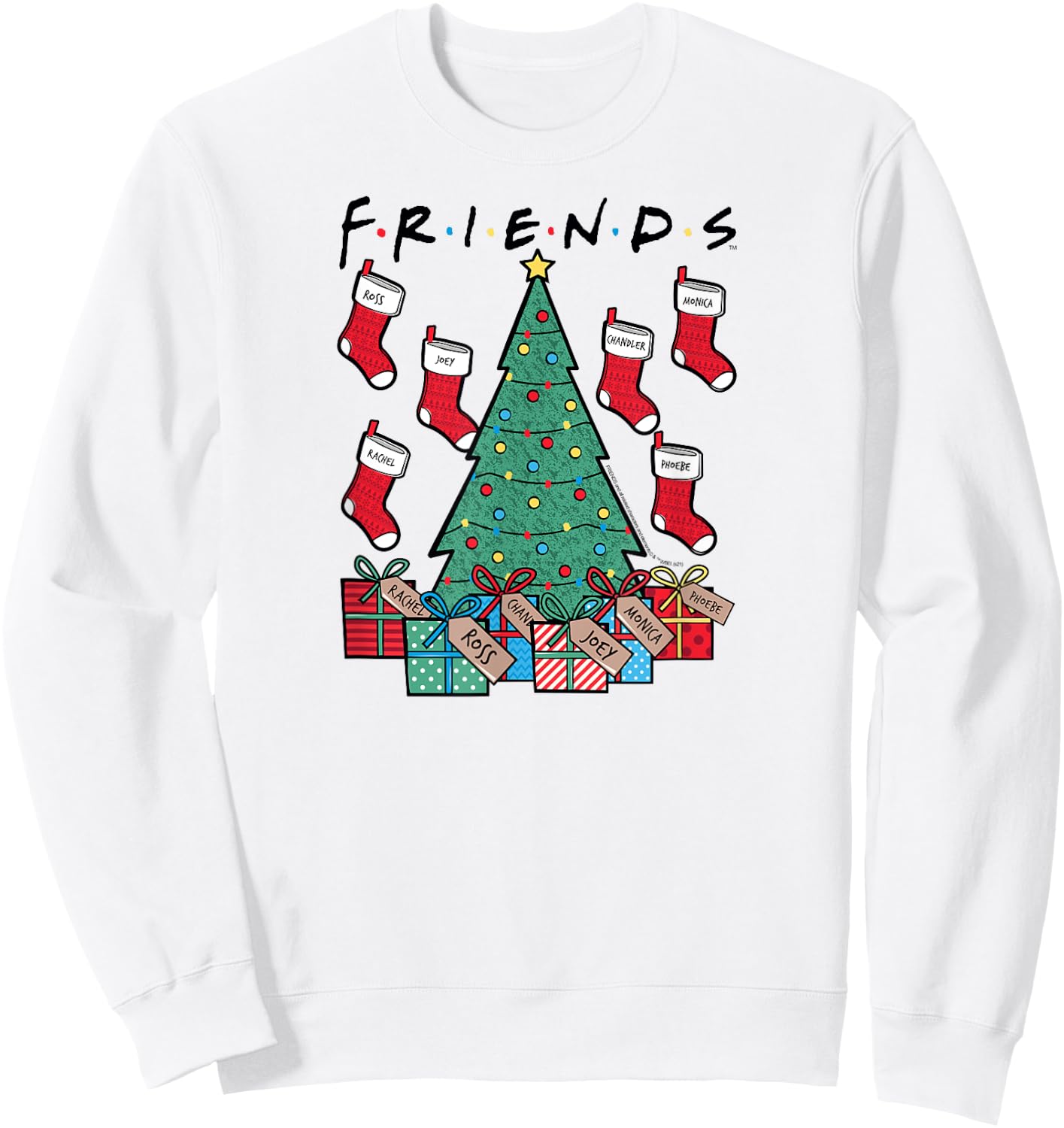 Friends Christmas Tree and Stockings Happy Holidays TV Show Sweatshirt - Sweatshirt | White