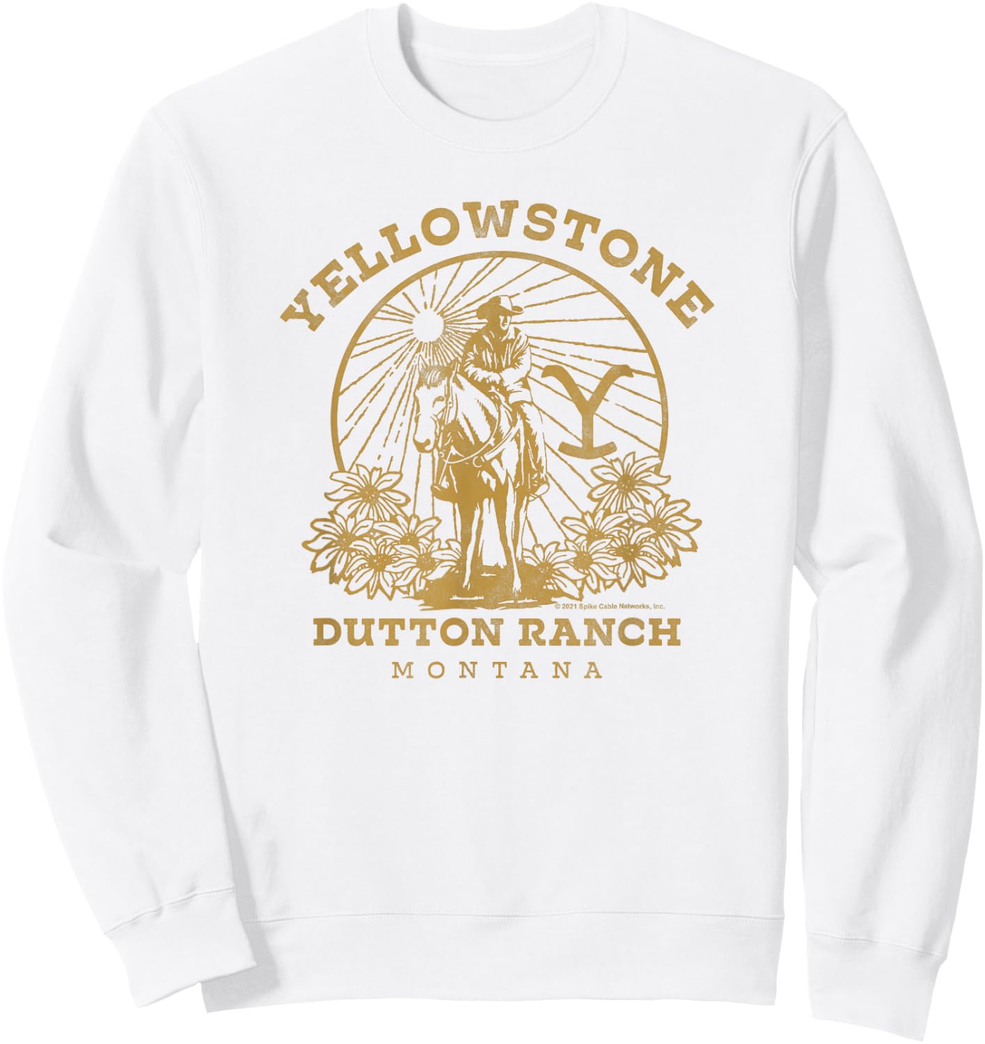 Yellowstone Dutton Ranch Solo Horseback Rider Logo V2 Sweatshirt - Sweatshirt | White