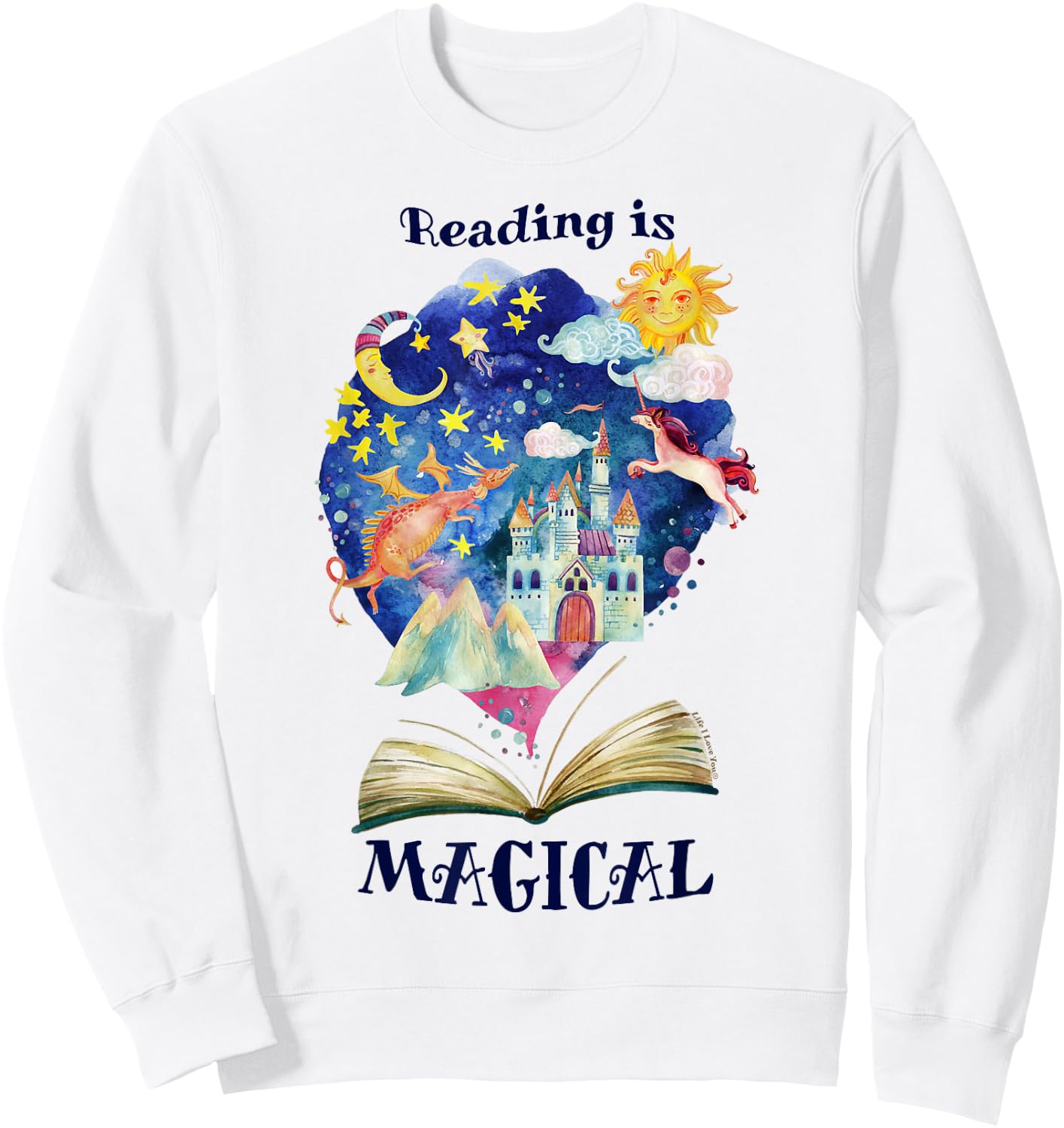 Reading is Magical Library Book Worm Teacher Librarian Men Women Girls Kids Sweatshirt - Sweatshirt | White