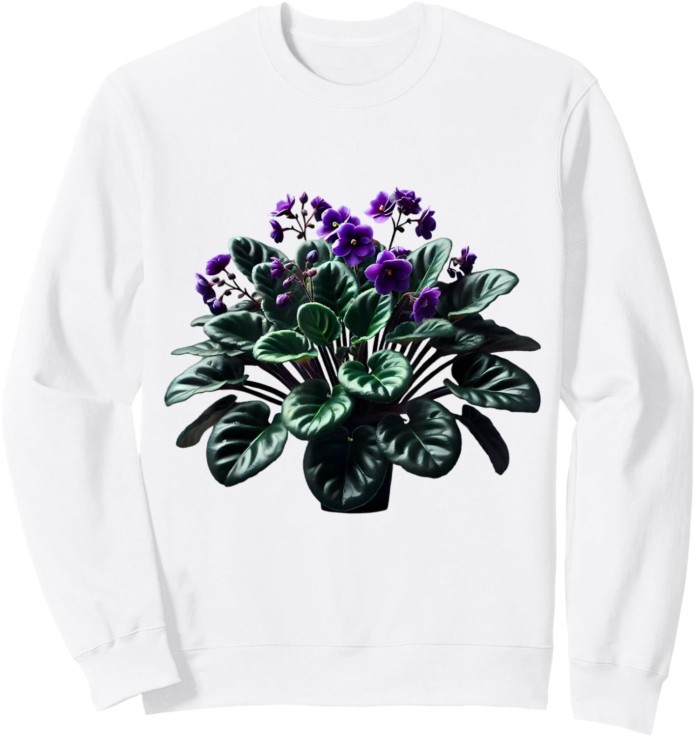 African Violet Flower Plant Botanical Sweatshirt - Sweatshirt | White