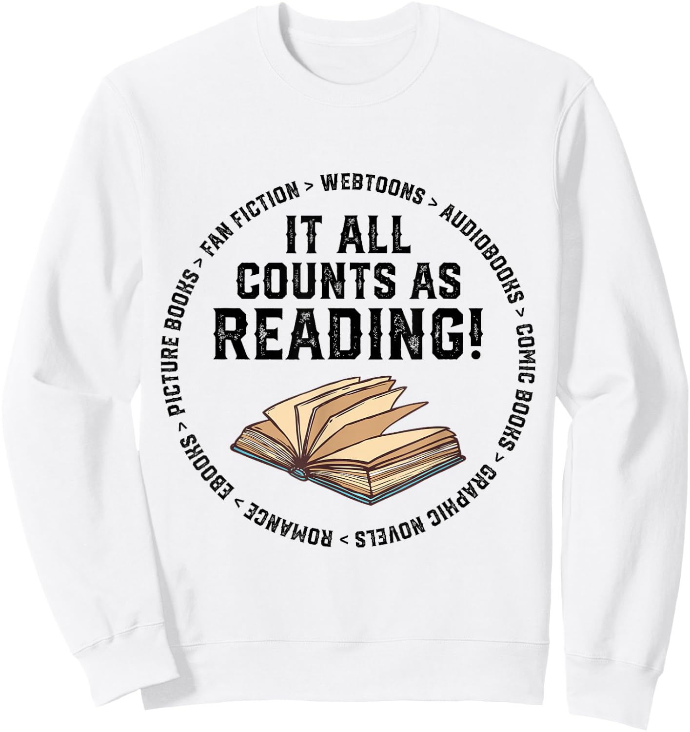 It All Counts As Reading Reader Librarian Teacher Sweatshirt - Sweatshirt | White