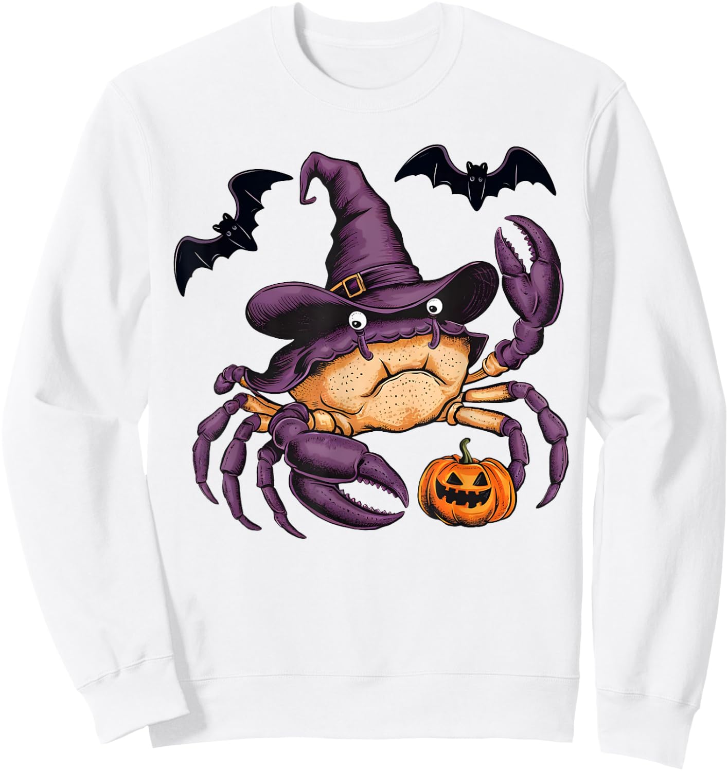 Funny Crab Halloween Costume Scary Pumpkin Bat Witch Sweatshirt - Sweatshirt | White