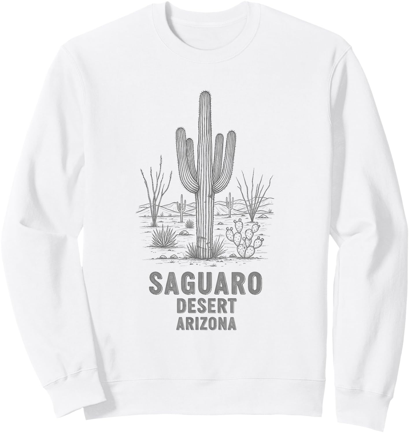 Vintage Saguaro Desert Arizona Drawing Art Design Sweatshirt - Sweatshirt | White