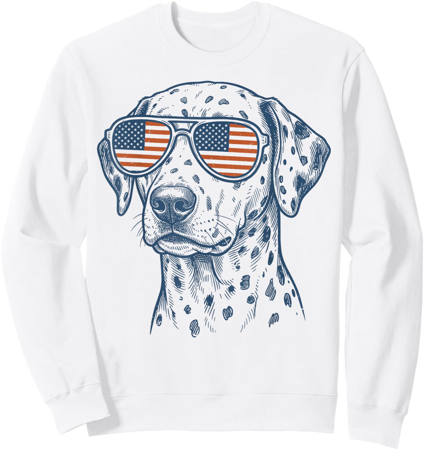 Patriotic Dalmatian Dog Mom Dad 4th of July Vintage Sweatshirt - Sweatshirt | White