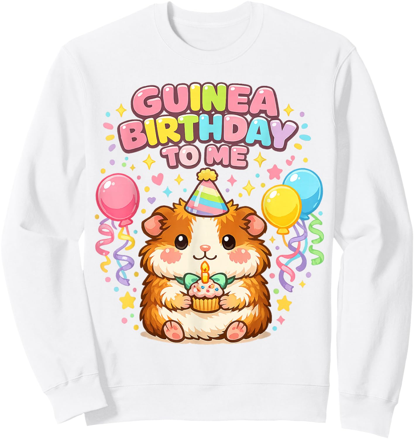 Guinea Birthday Girl Cute Guinea Pig Lovers Animal Bow Party Sweatshirt - Sweatshirt | White