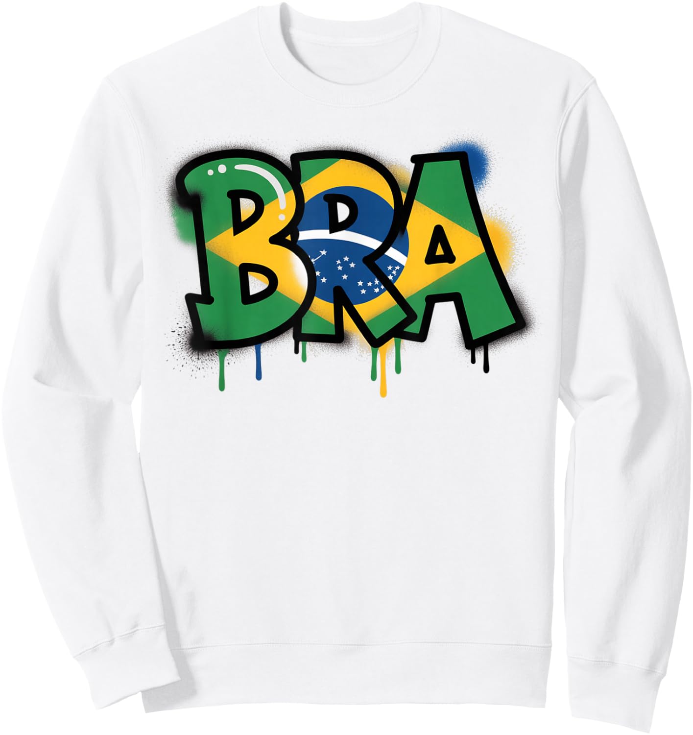 Brazil Flag Brasil Brazilian Pride Street Art Sweatshirt - Sweatshirt | White