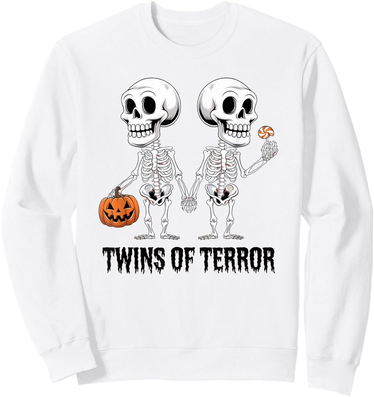 Twins of Terror, Matching Twins Costume Halloween Sweatshirt - Sweatshirt | White