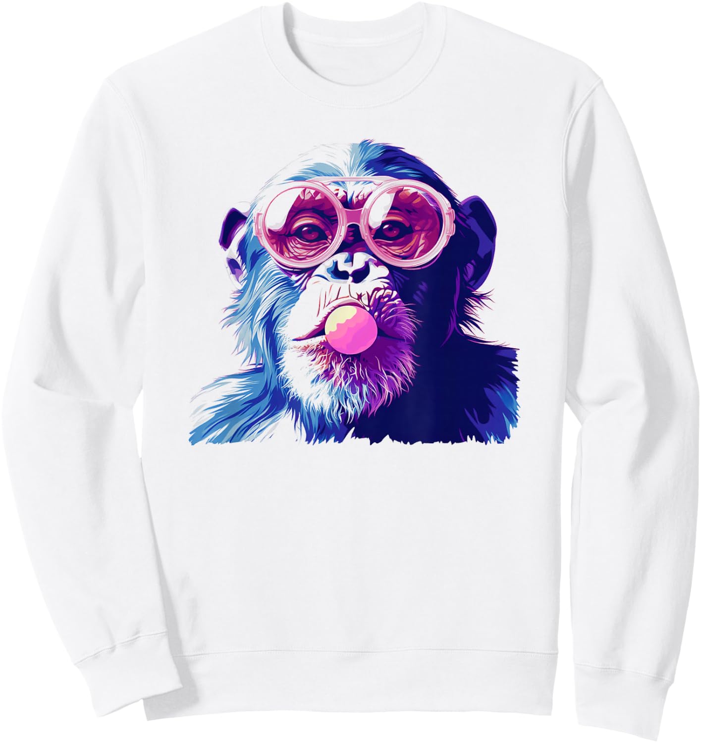 Cute Chimpanzee Monkey Primate Portrait Chimp Bubblegum Sweatshirt - Sweatshirt | White