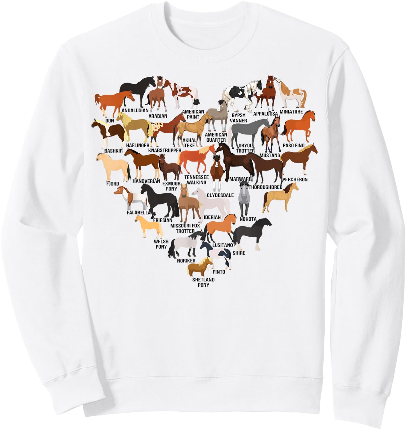 Funny Horse Animal Lover Heart Shape Men Women Kids Sweatshirt - Sweatshirt | White