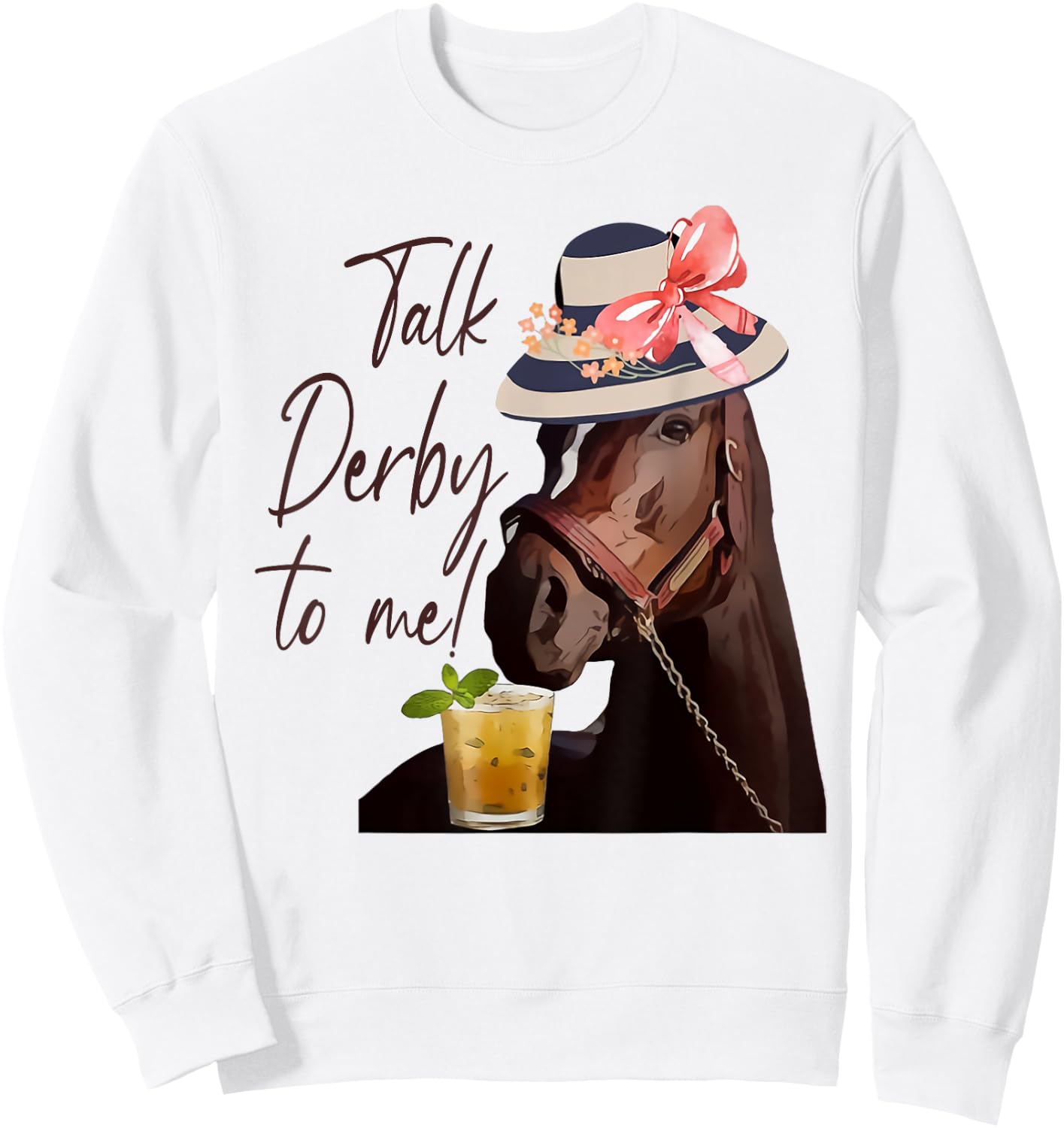 Talk Derby to Me Horse Sweatshirt - Sweatshirt | White